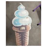 Wood Ice Cream Cone Single Sided Sign