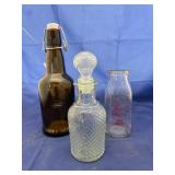 3pc Glencliff Milk Bottle -Beer Bottle- Avon Bottl