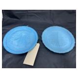 2 - Fenton Blue Collector Plates