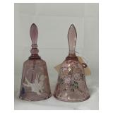 2 - Fenton Hand Painted Bells