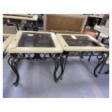 2 End Tables w/Glass Inset 25"x28"