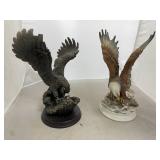 2 - Porcelain Eagle Statues - 1 has damage