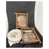 Cross Stitch & 2 Framed Pics