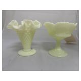 2 - Fenton Vaseline Glass Dishes