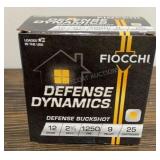 25 Rounds - 12ga 2-3/4" 9 Pellet - Fiocchi Defense