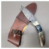 Damascus Knife & Sheath