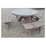 Round Wooden Picnic Table