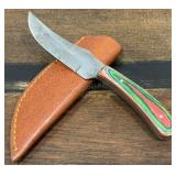 Hand Made Damascus Knife & Sheath