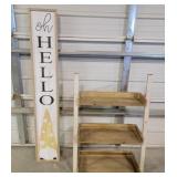 Decorative 3 Teir Shelf & Hello Sign