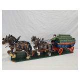 4-Clyesdale Horse Hitch w/Wagon Load of Hay