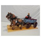 Custom Made 2-Belgiam Horse Hitch w/Wagon and Man