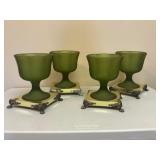 Frosted Green Glass Goblets