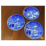 3 Blue & White Weihnachen Plates