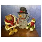 Lighted Snowman, Snowman & Santa Bear