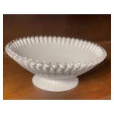 Fenton Milk Glass Ruffled Pedestal Bowl