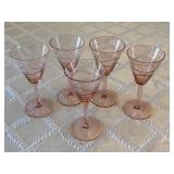 5 Pink Stemware Glasses