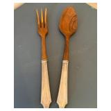 Antique Wood Fork & Spoon w/Handles