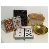 Playing Cards, Stones & Bowl