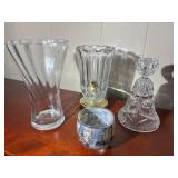 Clear Glass Vases, Bell & Holiday Cup