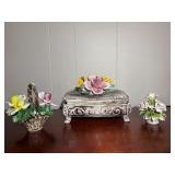 Flower Basket, Statue & Trinket Box