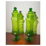 Vintage Green Glass Jars