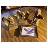 Eagle Bookends & Picture, Hear No Evil Bust