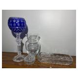 Bohemian Blue Chalice, Vase, Bowl etc