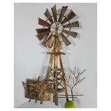 Vintage brass windmill wall hang