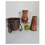 Antique hammered copper vase lot