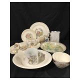 CAKE PLATE AND SERVER ASSORTED ANTIQUE DISHES