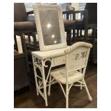 WICKER VANITY WITH CHAIR AND MIRROR