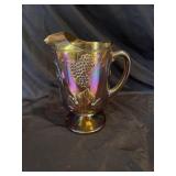 CARNIVAL GLASS GRAPE PITCHER