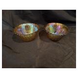 2 SMALL CARNIVAL GLASS BOWLS