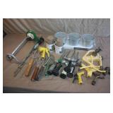 Gardening lot - sprinklers, tools & misc