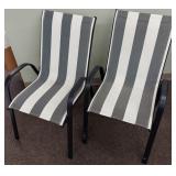 Set of 2 Black & White Striped Outdoor Patio Chair