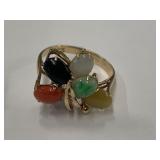 14k Gold Ring w/ Colored Gemstones Size 5.25