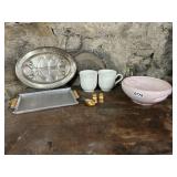 LOT OF MISC POTTERY WARE, SERVING PLATTERS