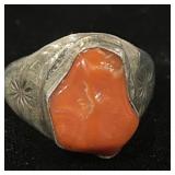 OLD NAVAJO CORAL RING SIZE 11