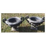 Pair Cast Aluminum Planters 9" t