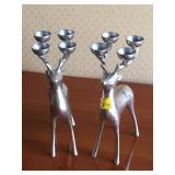 2 Silver Deer Candle Holders 12.5"