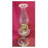 Antique Glass Oil Lamp & Chimney (18 1/2" Tall)