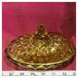 Vintage Amber Glass Butter Dish