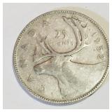 Silver 1952 Canada 25 Cent Coin