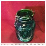 "Cookies, Flour, Sugar" Green Glass Jar (8" Tall)