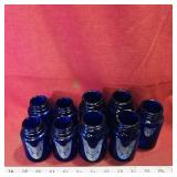 Lot Of 9 Cobalt Blue Glass Jars (Vintage)