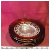 Set OF 5 Cranberry Plates (8 1/2")