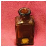 Antique Amber Glass Bottle (3 3/4" Tall)