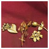 Lot Of 4 Costume Jewelry Brooches