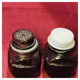 Pair Of Small Purple Glass Jars