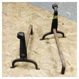 Pair Of Antique Forged Andirons